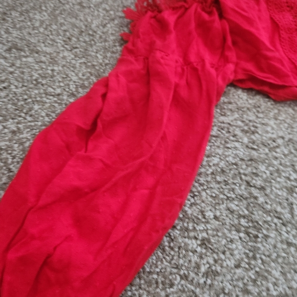 Eilly Bazaar Red Off The Shoulder Cropped Top Size Large - Picture 5 of 7